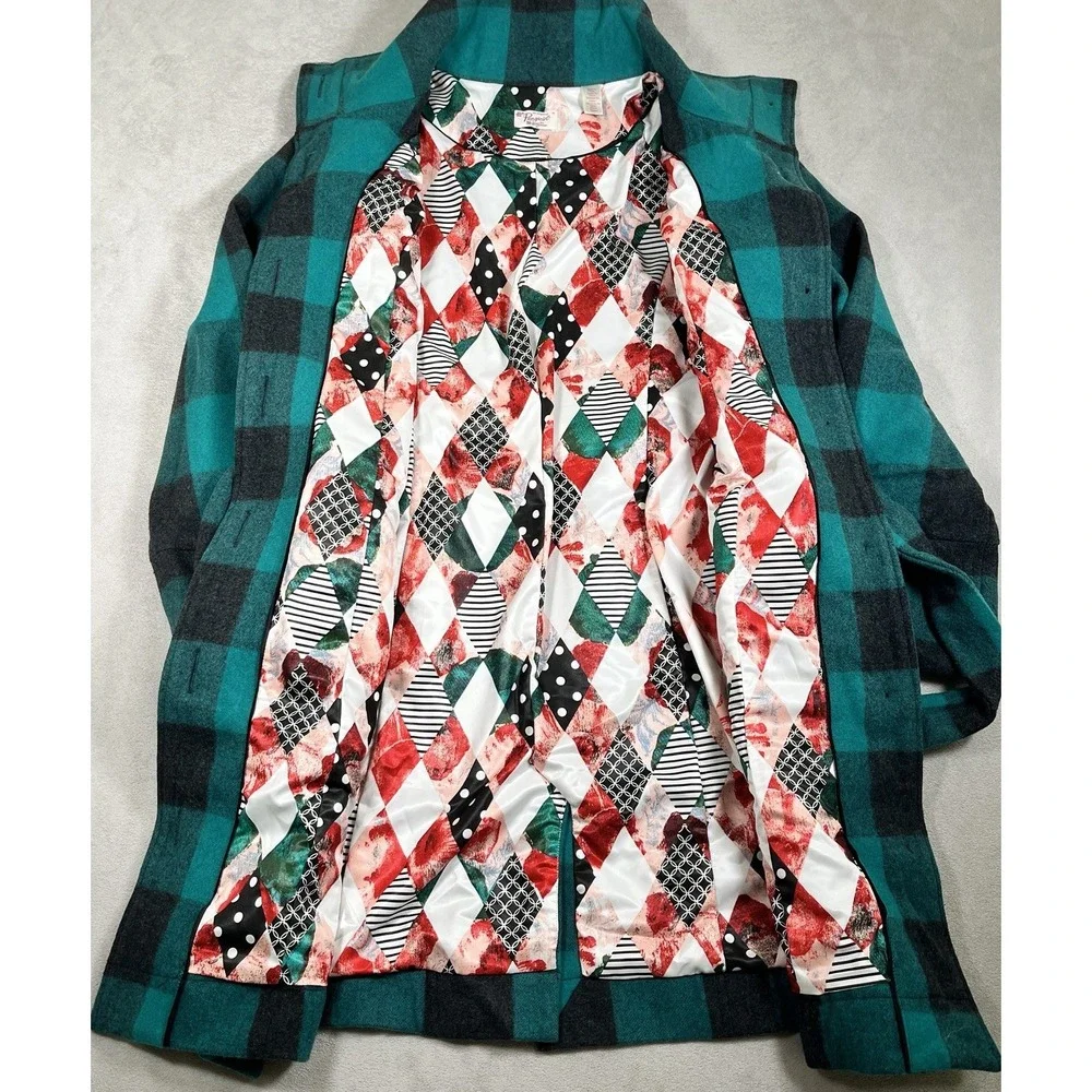 VTG Original Penguin Wool Trench Coat Women M‎ Fully Lined Buffalo Plaid-NWOT